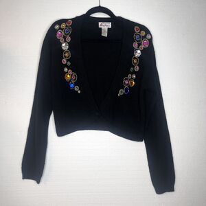 Extra Energy by de Rotchild Vintage Silk Angora Blend Black Knit Cardigan small